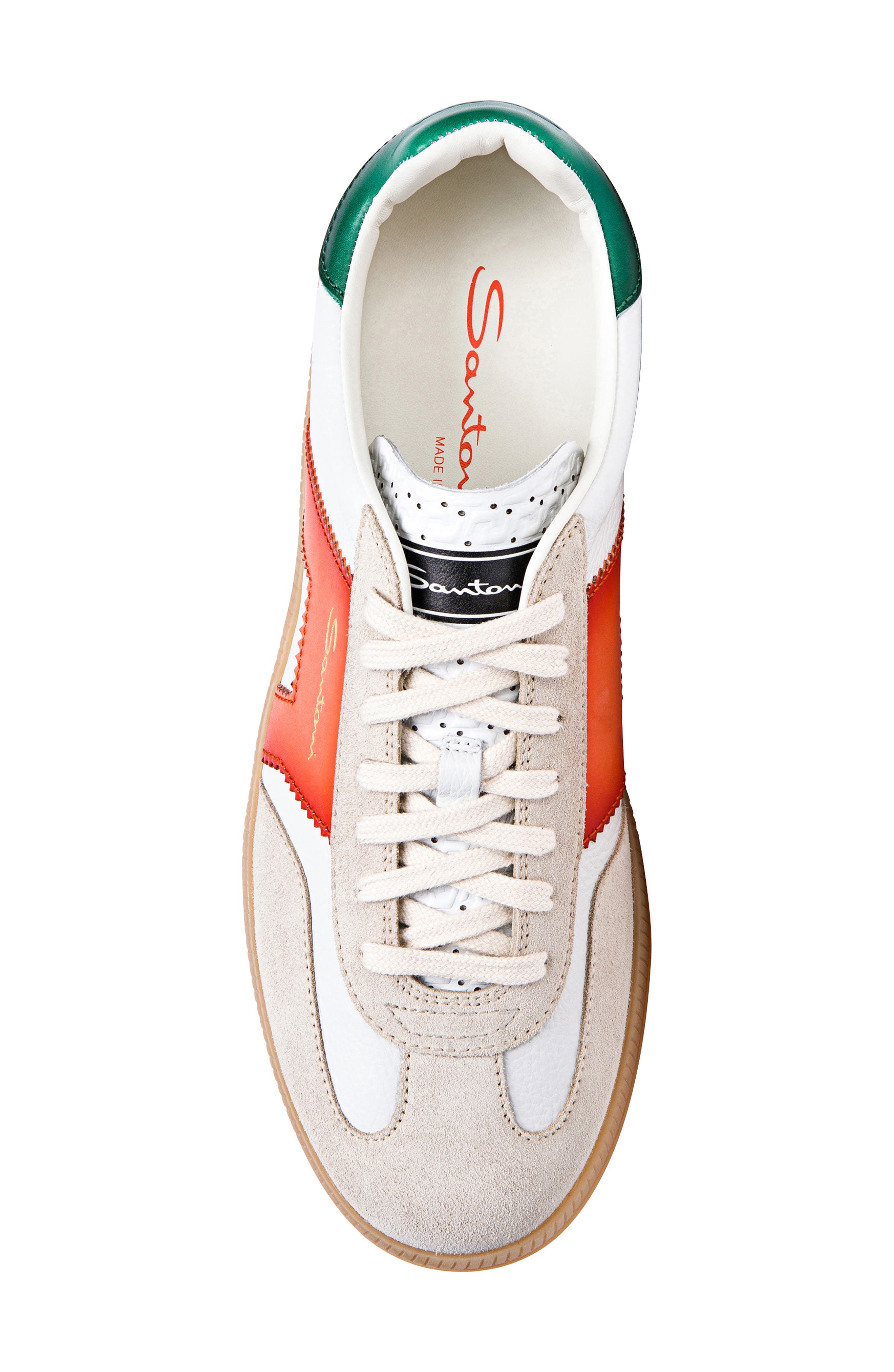 Santoni Olympic Low Top Sneaker, Alternate, color, White Orange Green