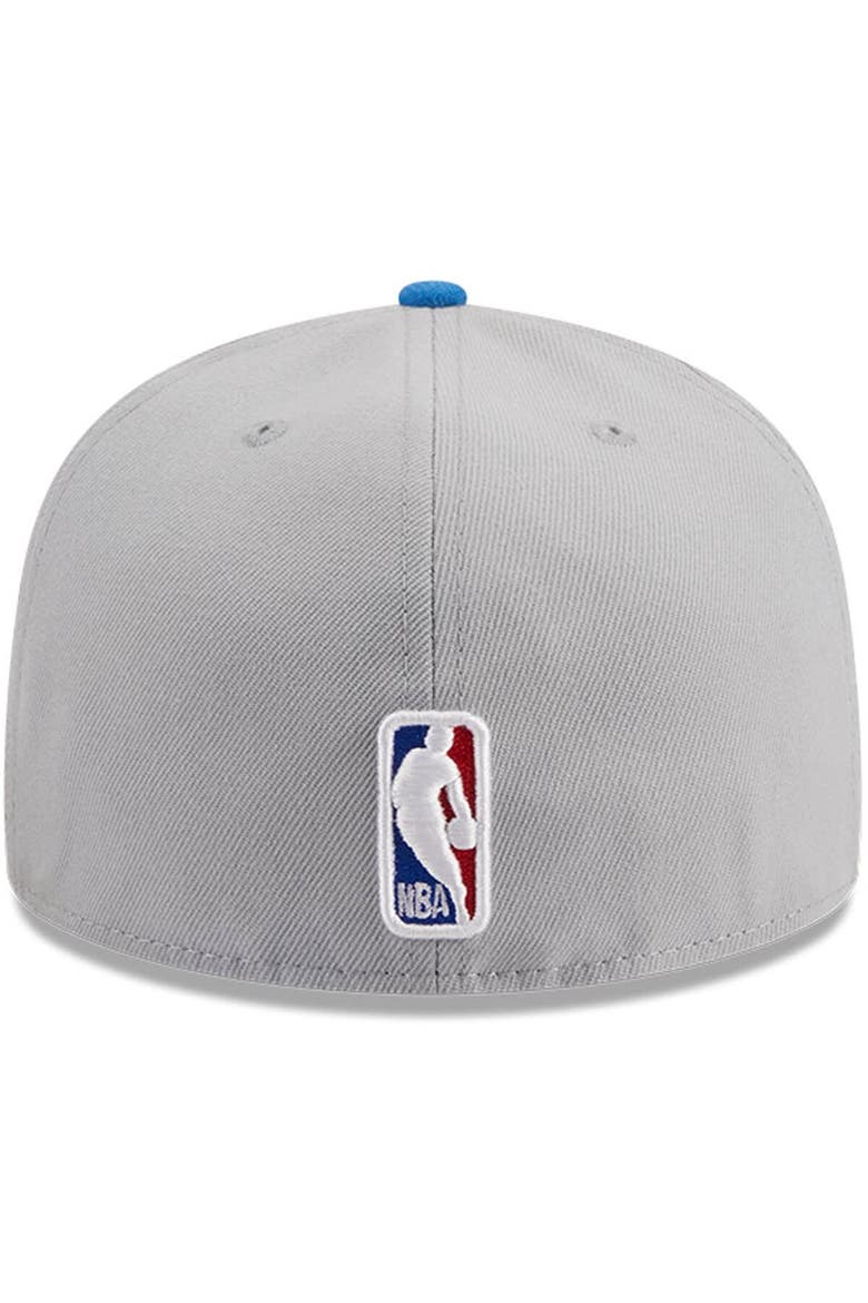 Men's New Era Gray/Blue Oklahoma City Thunder Tip-Off Two-Tone 59FIFTY Fitted Hat, Alternate, color, Gray