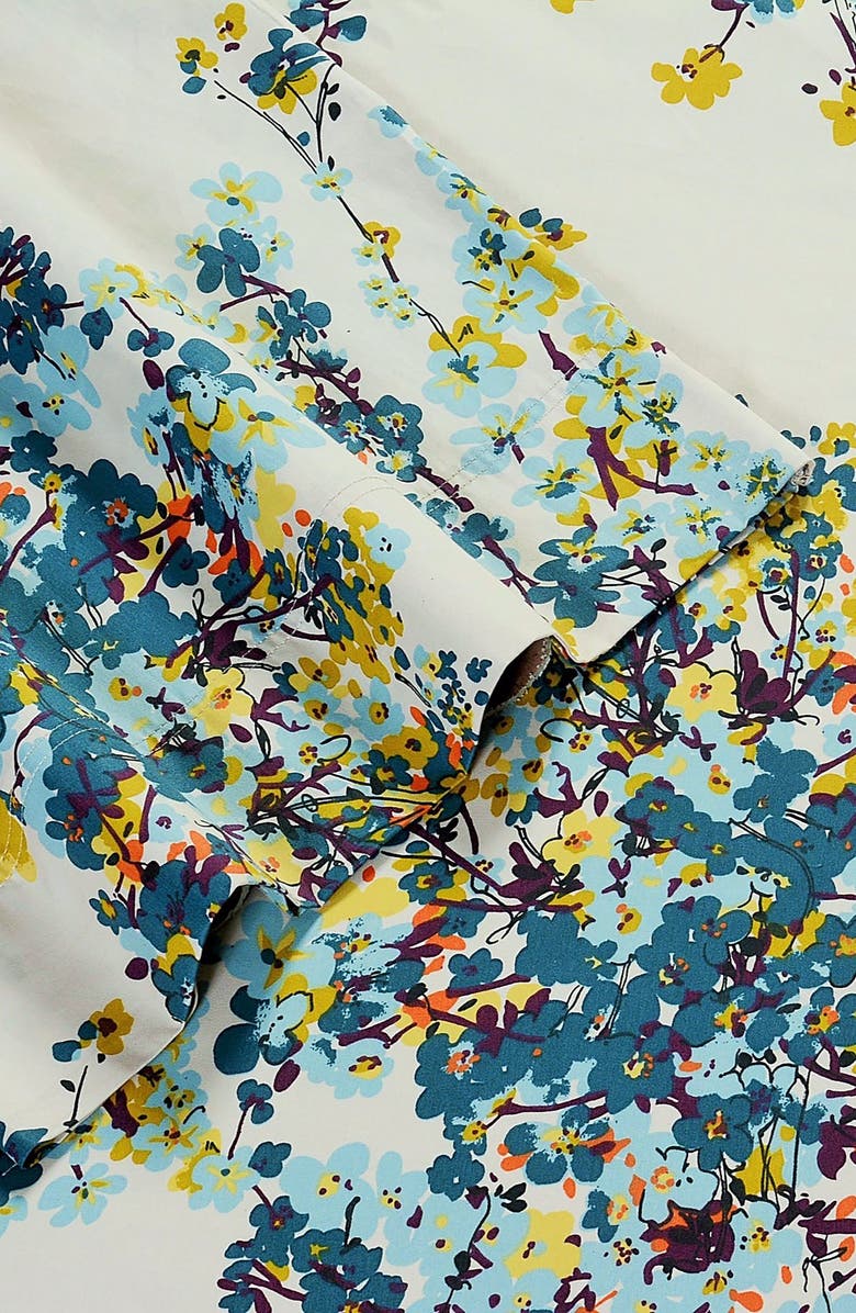 AZORES HOME Casablanca 300 Thread Count Cotton Sateen Sheet Set, Alternate, color, Multi Blue