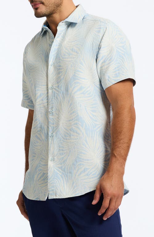Robert Graham Royal Palms Jacquard Short Sleeve Button-up Shirt In Light Blue