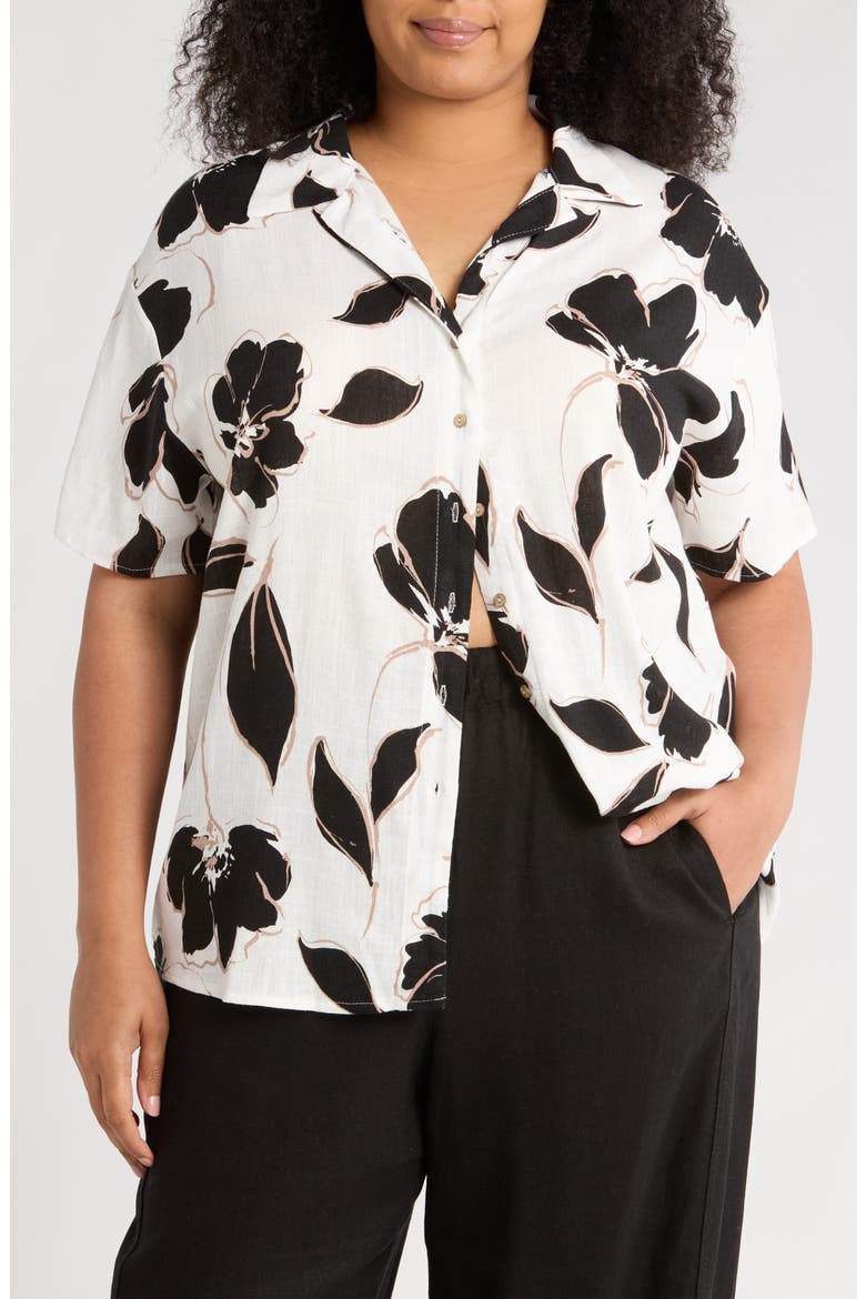 Floral Camp Shirt, Main, color, WHITE