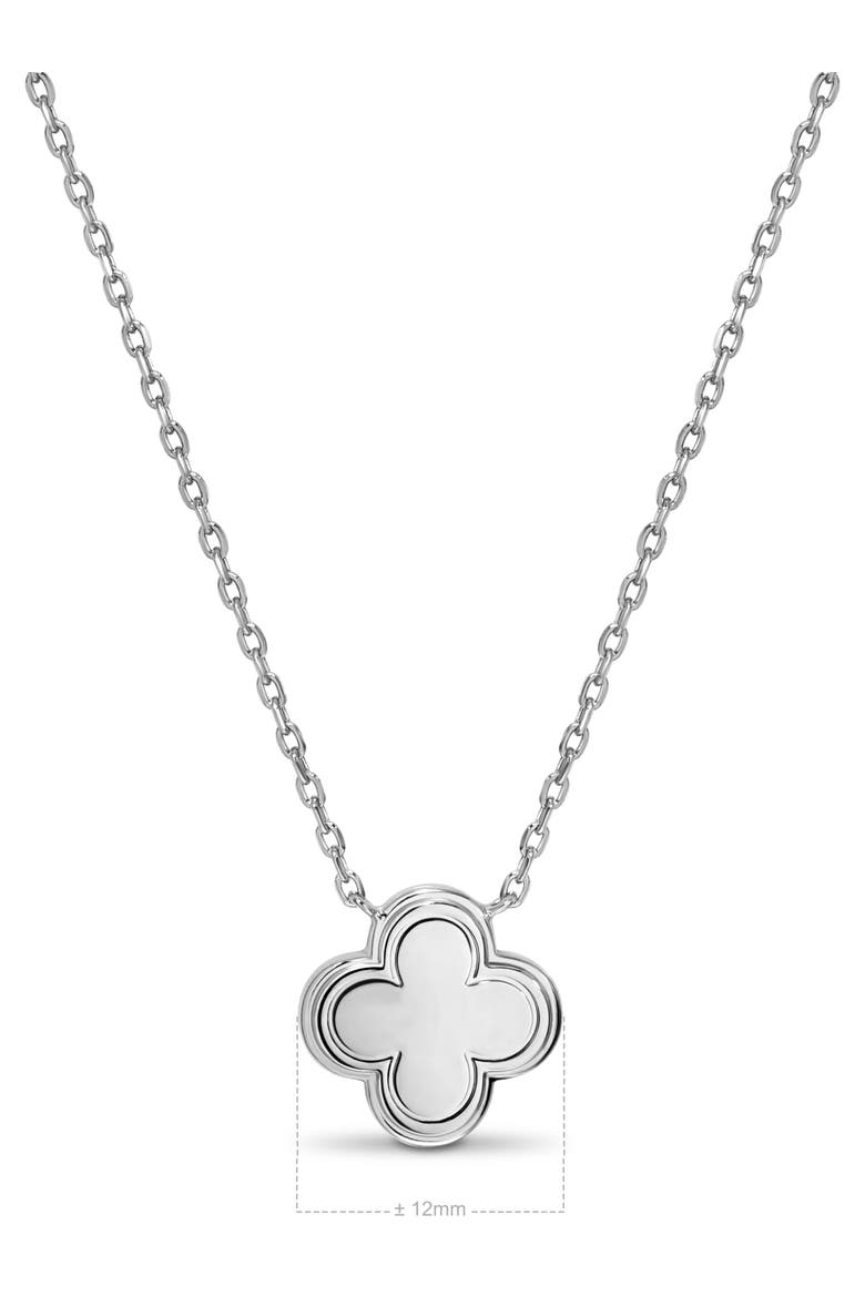 Clover Necklace in Rhodium Plated Sterling Silver, Alternate, color, Silver
