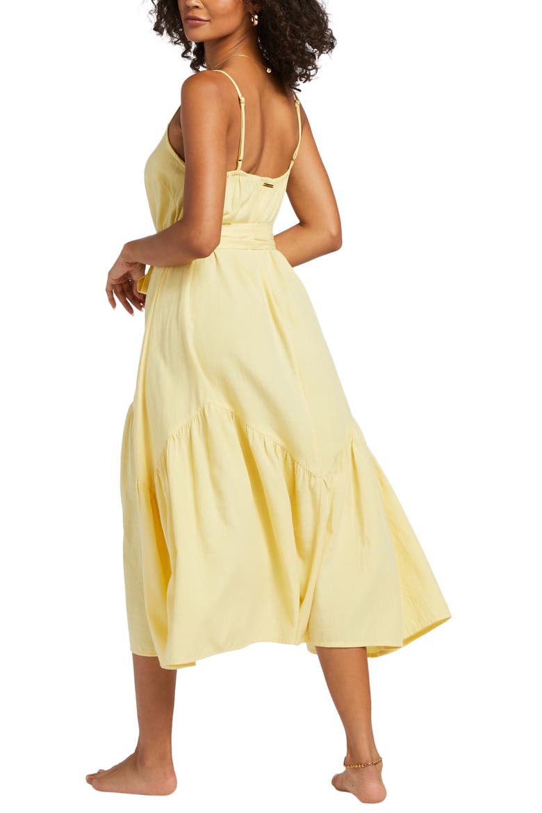 Sunbeam Tie Belted Cotton Blend Sundress, Alternate, color, SUNBEAM