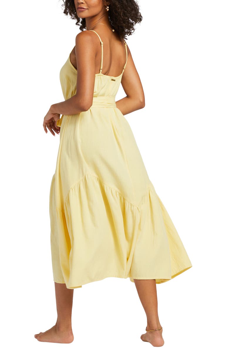 Billabong Sunbeam Tie Belted Cotton Blend Sundress, Alternate, color,