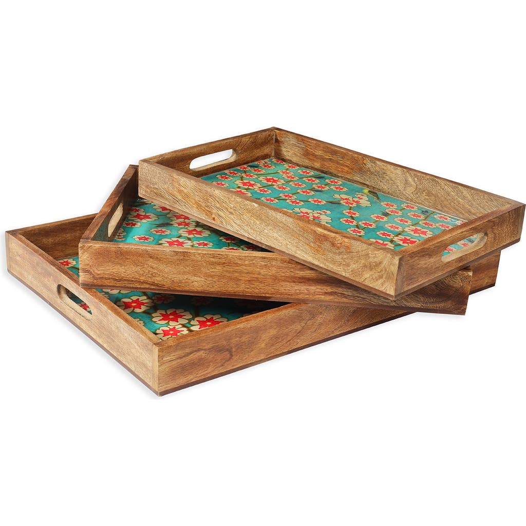 Tiramisu Blissful Blooms Resin And Wood Decorative Trays In Multi