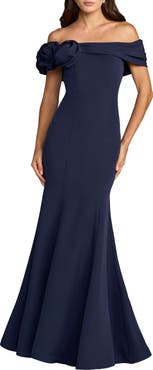 Mac Duggal Off The Shoulder Crepe Mermaid Gown