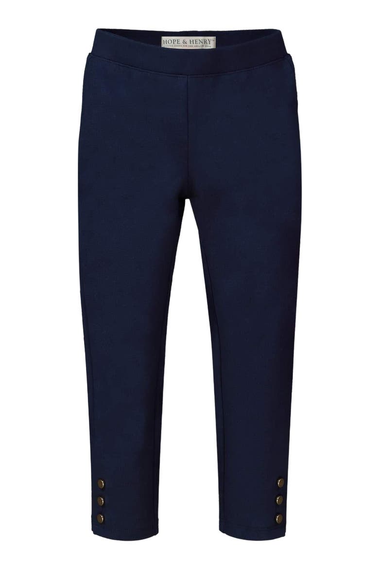 Girls' Button Cuff Ponte Pant, Toddler, Main, color, Navy Button Cuff