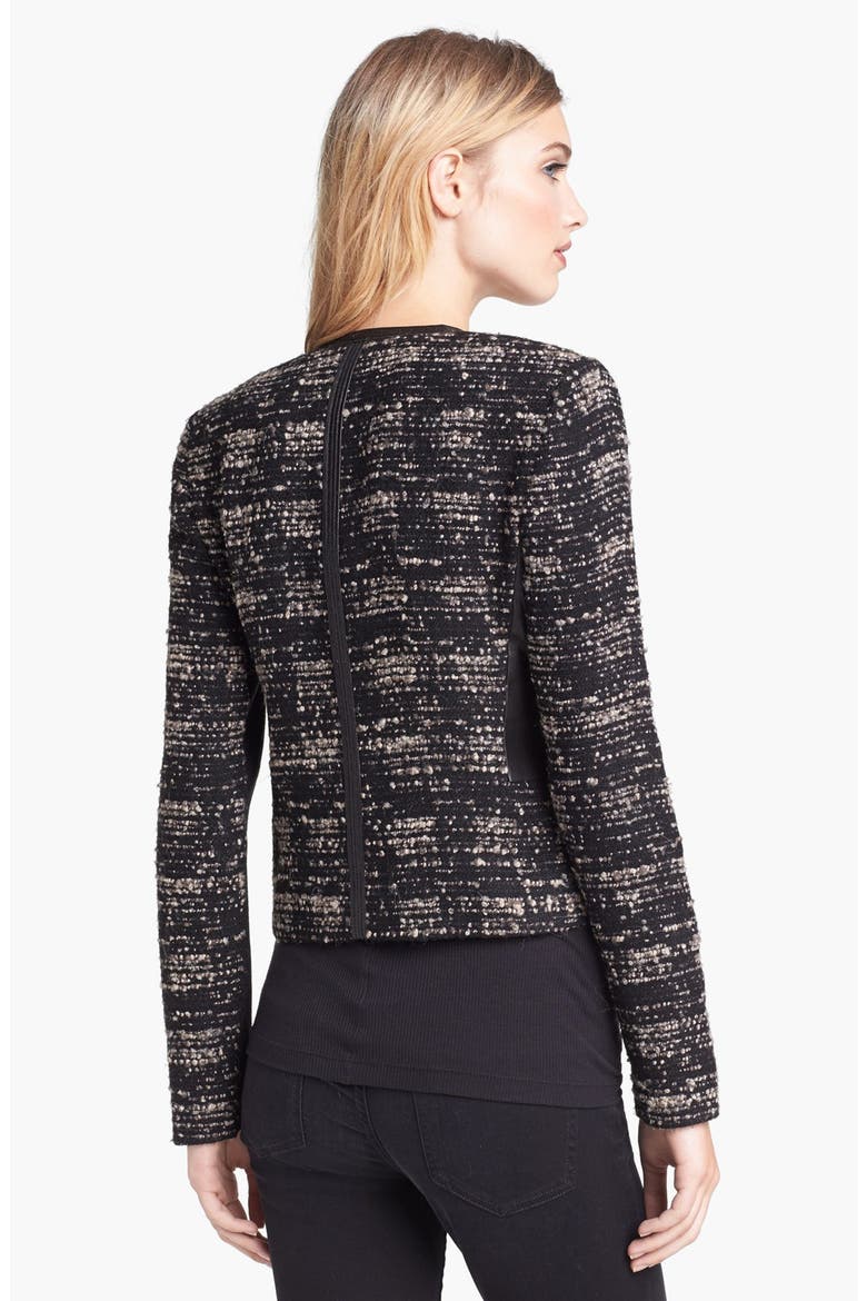 Bouclé & Leather Jacket, Alternate, color, CAMEL