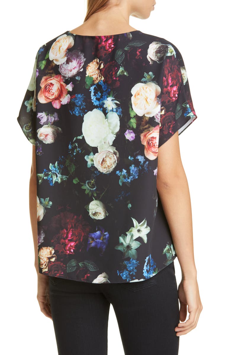 Adam Lippes Floral Print Crepe Blouse, Alternate, color,