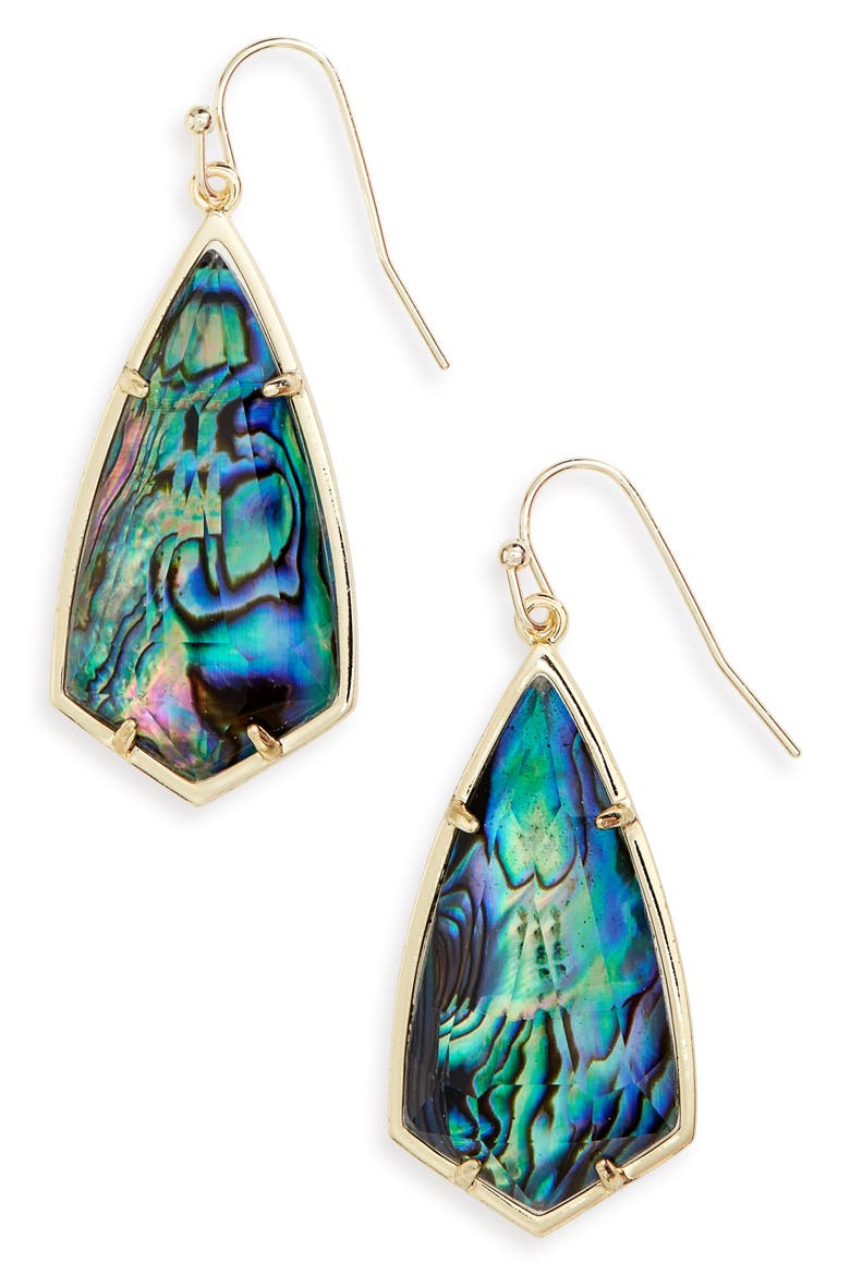 Carla Semiprecious Stone Drop Earrings, Main, color, ABALONE GOLD