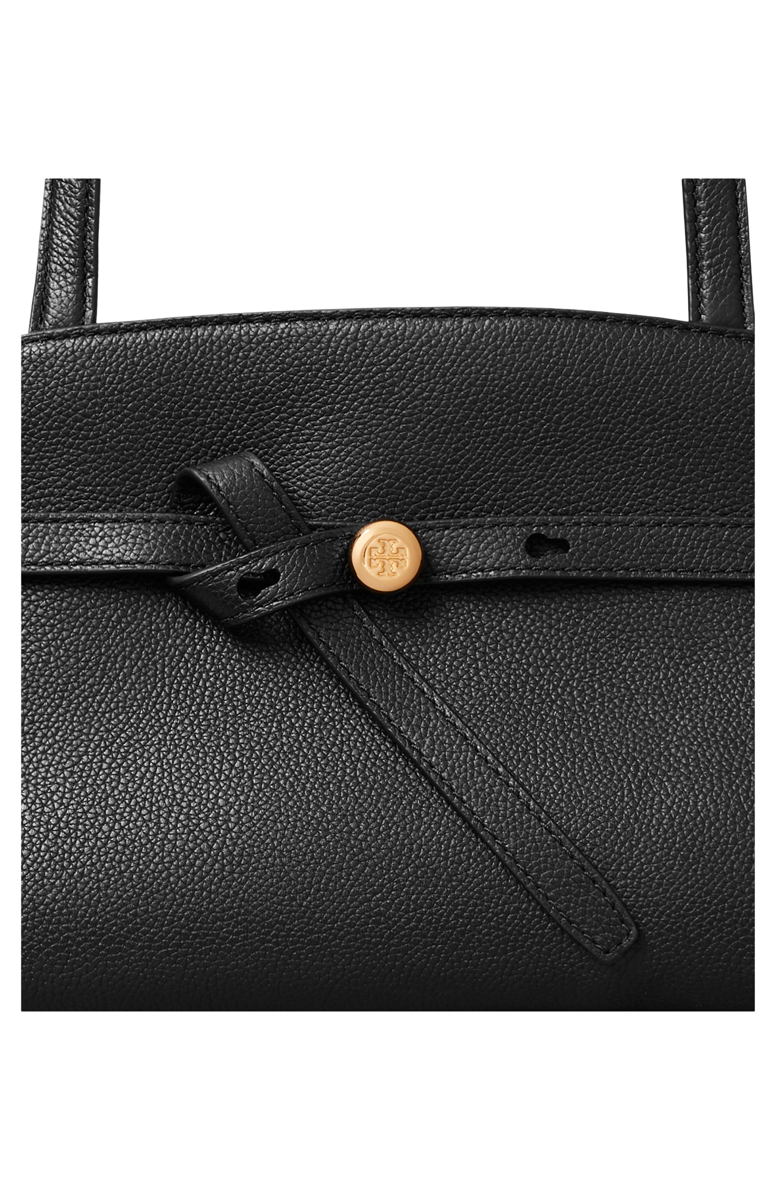 Romy East West Leather Bauletto, Alternate, color, BLACK
