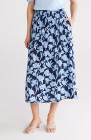 Caslon® Linen Blend Pull-On Skirt