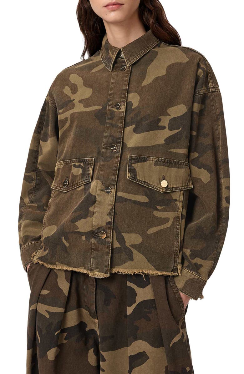 AllSaints Hettie Camo Shacket, Main, color, 