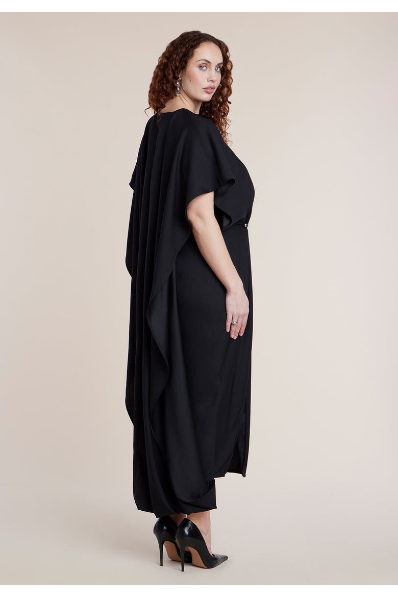 Draped Cape High Low Maxi Dress, Alternate, color, BLACK ONYX