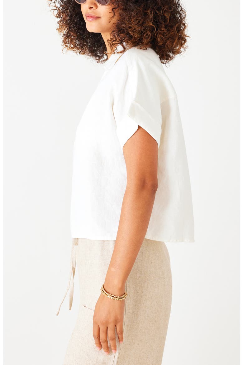 Hadley Boxy Linen Top, Alternate, color, Crème