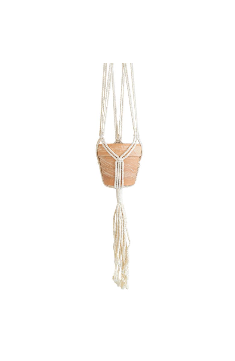 Foreside Home and Garden Macrame White Cotton Plant Hanger Rope 47", Alternate, color, White