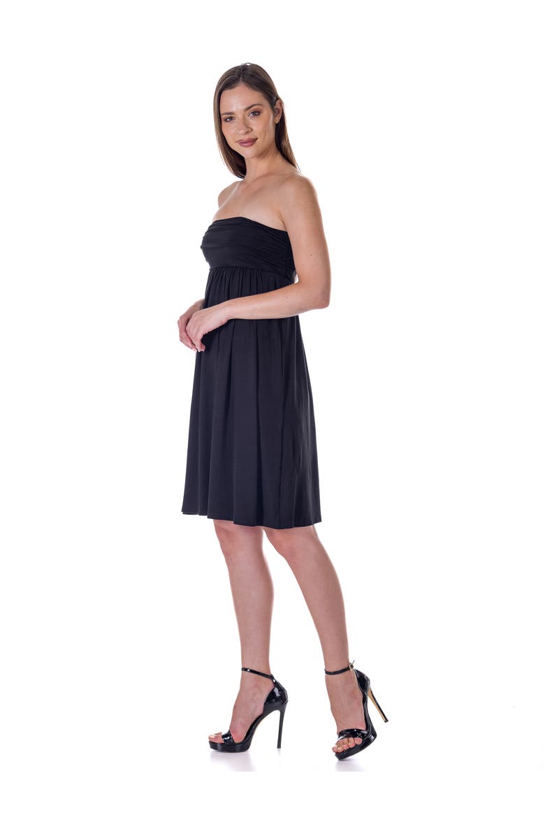 Strapless Empire Waist Mini Dress, Alternate, color, Black
