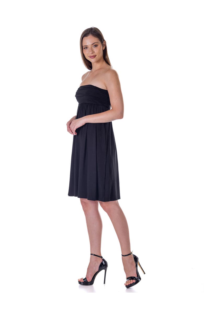 24seven Comfort Apparel Strapless Empire Waist Mini Dress, Alternate, color, Black