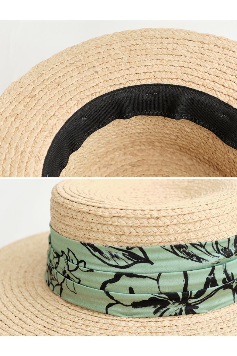 "La Isla" Straw Hat with Ribbon Band, Alternate, color, Green