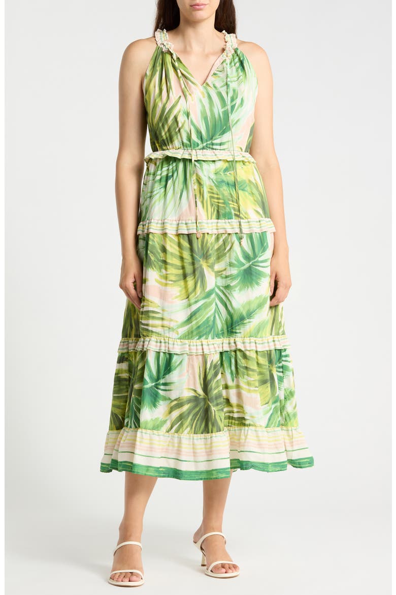 Tropical Ruffle Cotton Maxi Dress, Main, color, TROPICAL