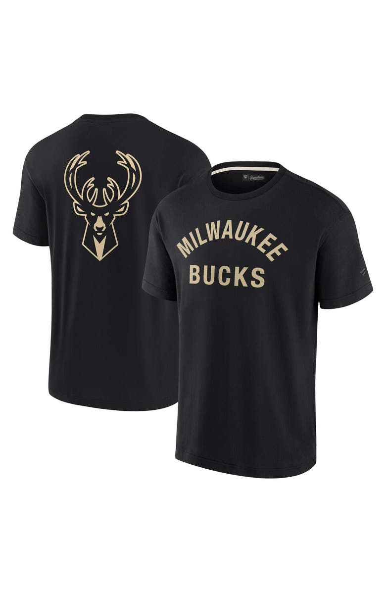Fanatics Signature Unisex Fanatics Signature Black Milwaukee Bucks Elements Super Soft Short Sleeve T-Shirt, Main, color, 
