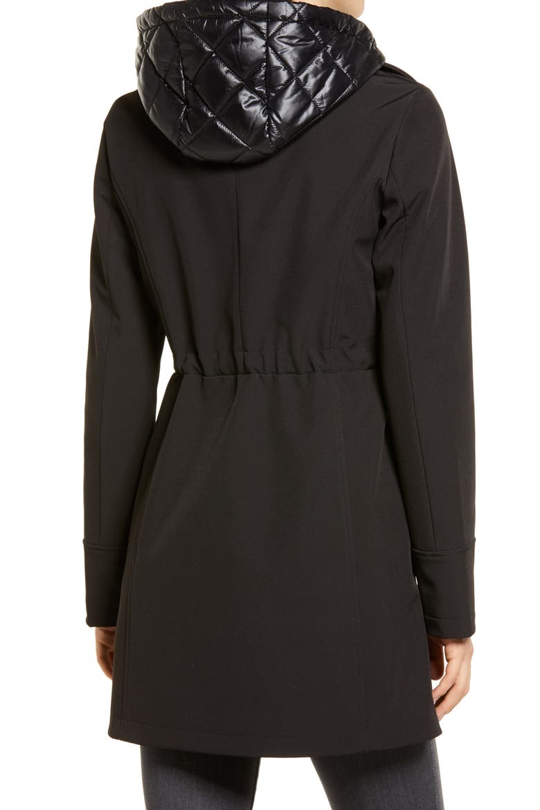 Water Repellent Coat with Quilted Hooded Liner, Alternate, color, BLACK