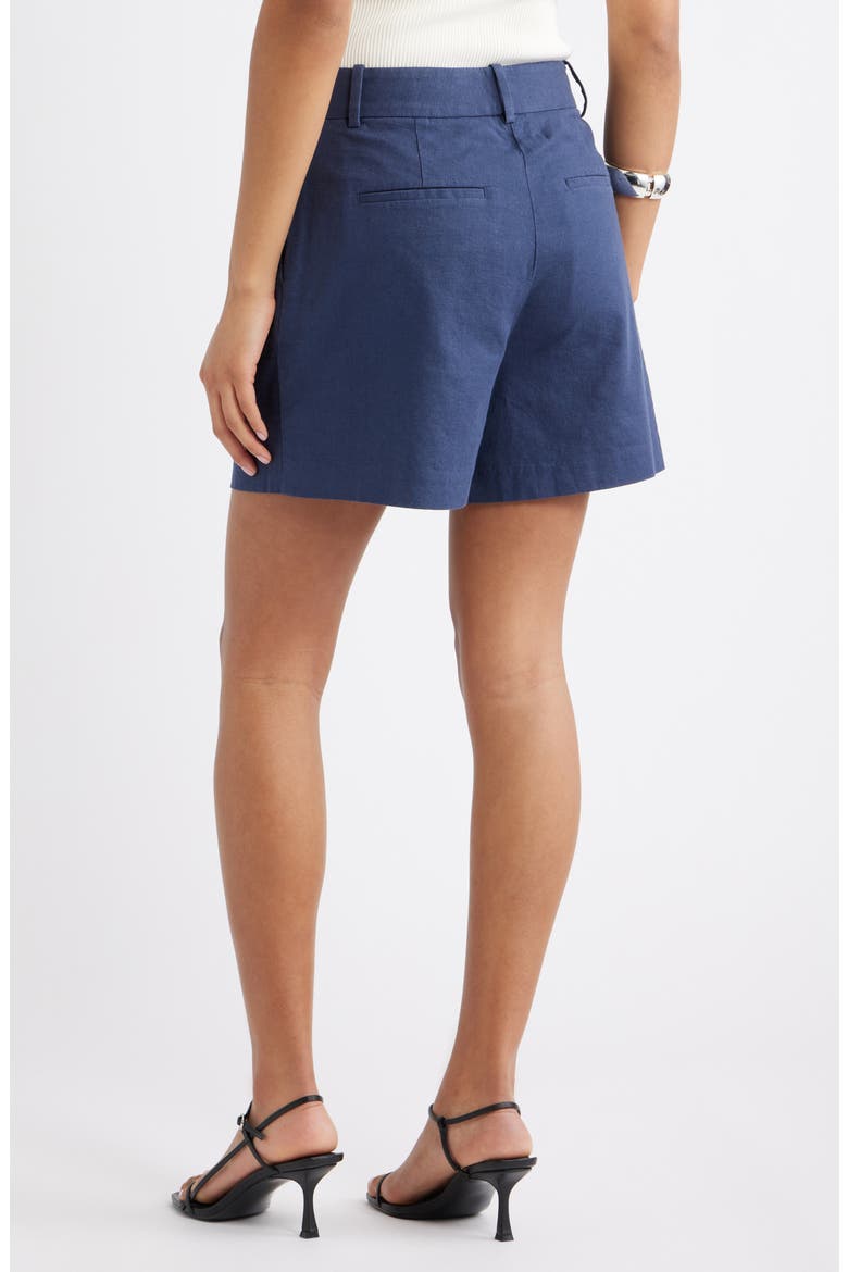 Everyday Pleated Linen Blend Shorts, Alternate, color, NAVY INDIGO