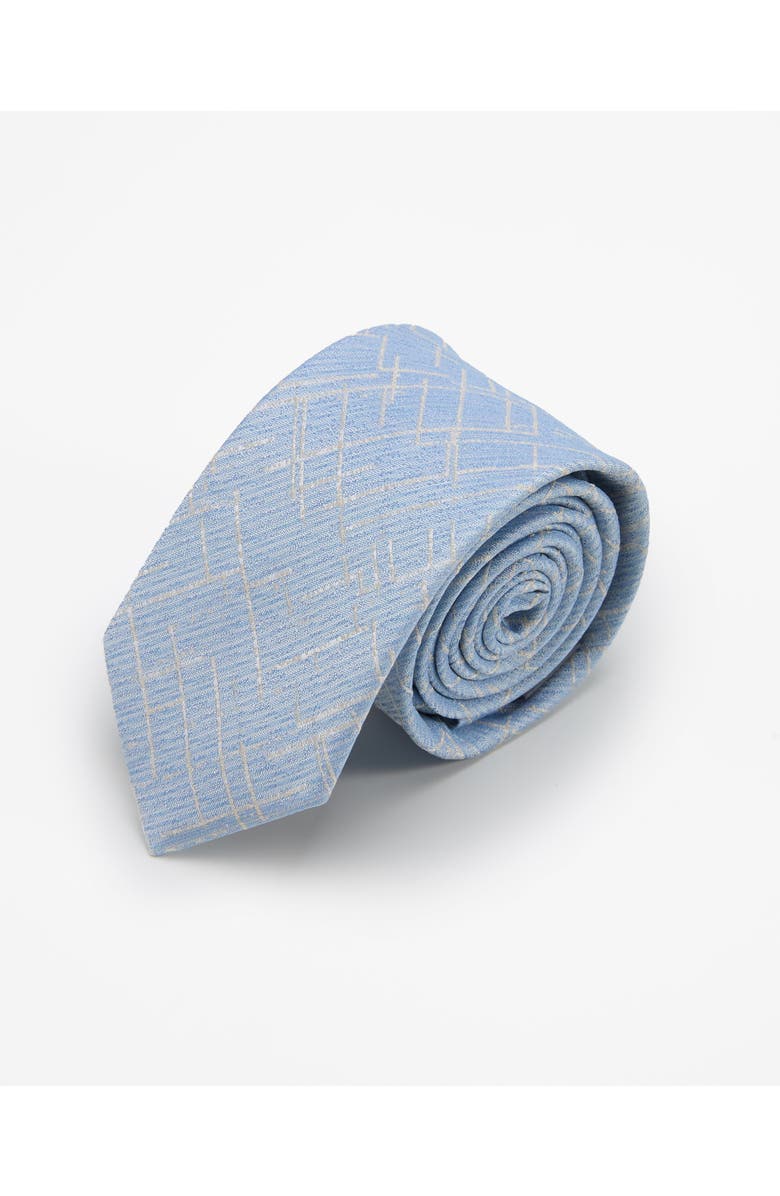Knottery & Co Metallic Boucle Silk Jacquard Tie, Main, color, Blue