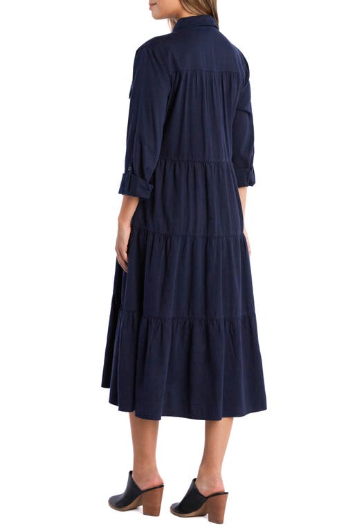 Billy T Dream Catching Long Sleeve Midi Shirtdress In Deep Blue