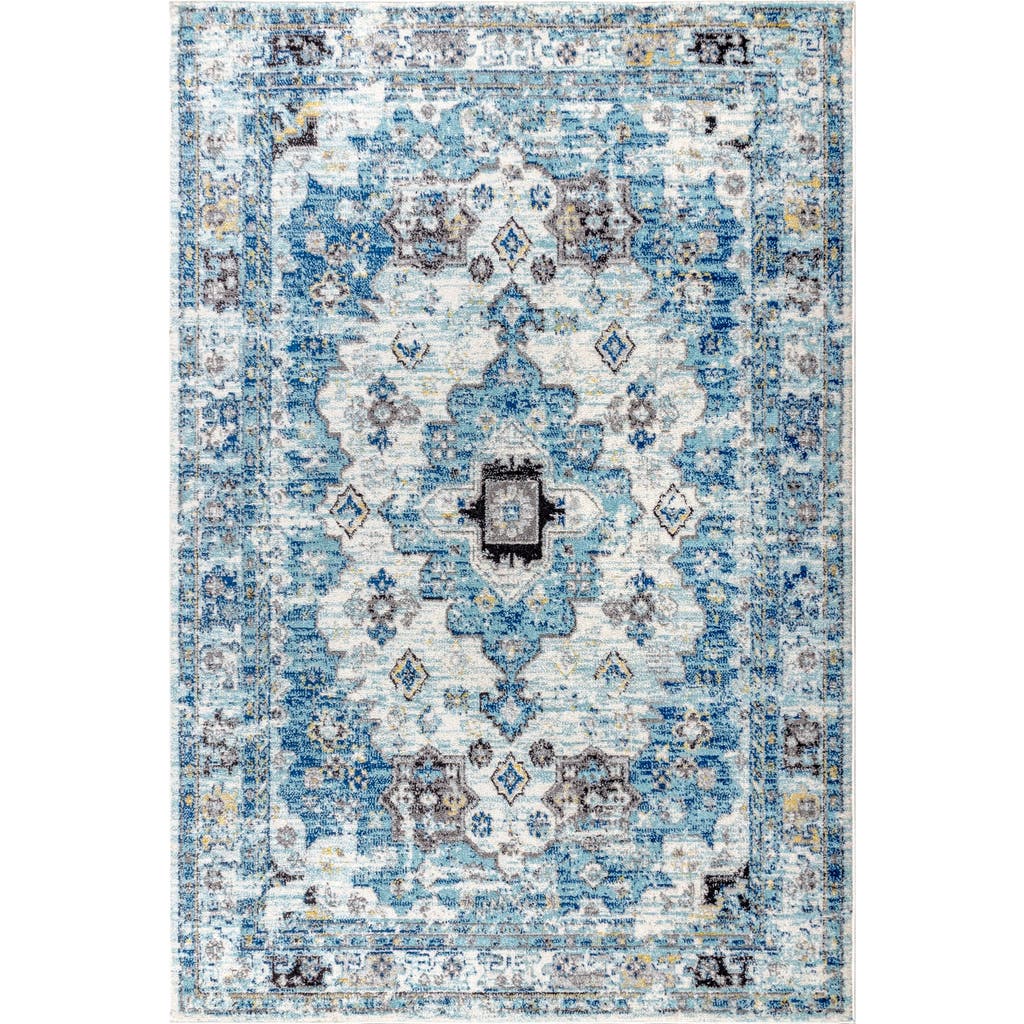 Jonathan Y Modern Persian Boho Vintage Medallion Area Rug In Cream/blue