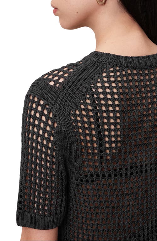 Allsaints Paloma Open Stitch Short Sleeve Sweater In Gray