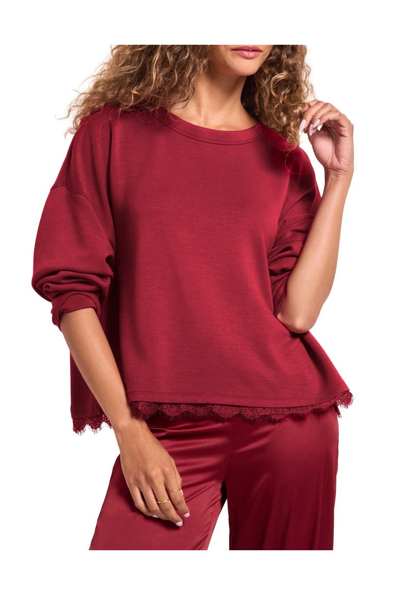 Alexandria Pullover Sweatshirt, Alternate, color, Dark red