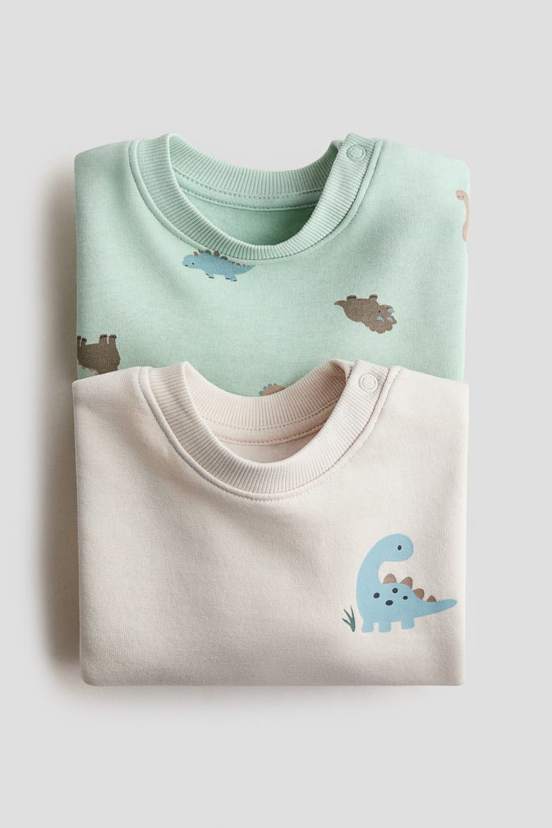 2-pack Printed Sweatshirts, Alternate, color, Mint green/dinosaurs
