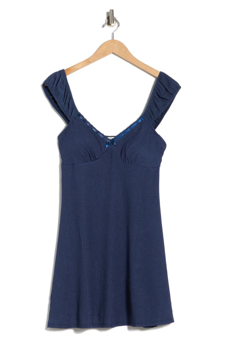 Lace Trim Babydoll Dress, Alternate, color, NAVY