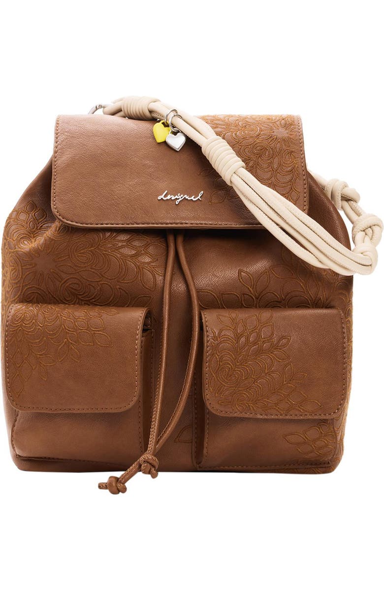 Desigual Mini Floral Embroidered Convertible Backpack, Main, color,