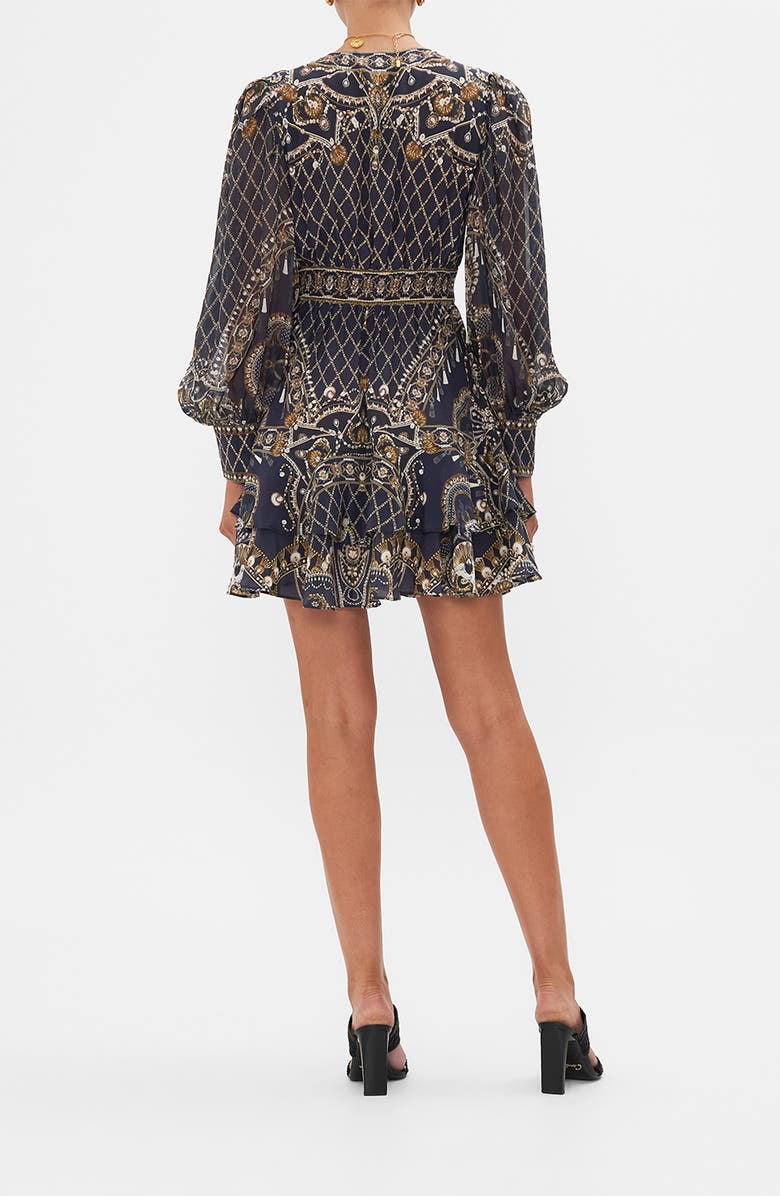Camilla Dance with the Duke Frill Long Sleeve Silk Minidress, Alternate, color, 