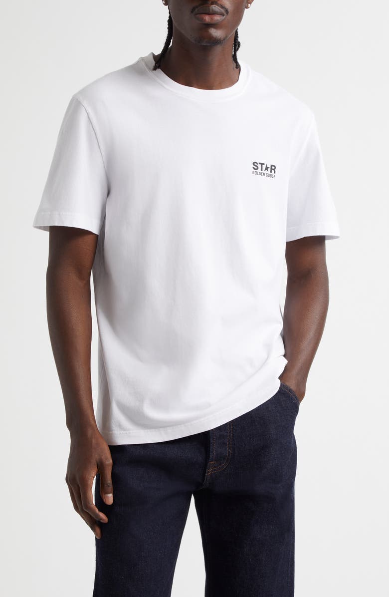 Golden Goose Star Logo Cotton Graphic T-Shirt, Main, color, White/ Black