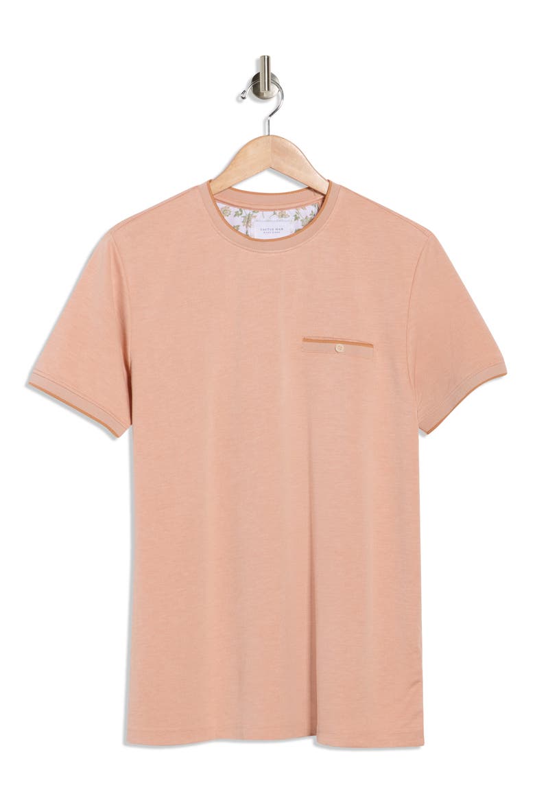 Tipped Crewneck Knit T-Shirt, Alternate, color, ORANGE