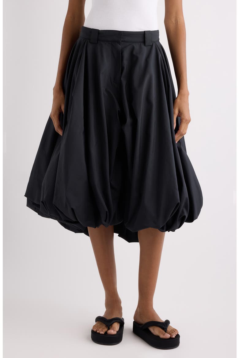 Gathered Technical Taffeta Balloon Shorts, Main, color, BLACK