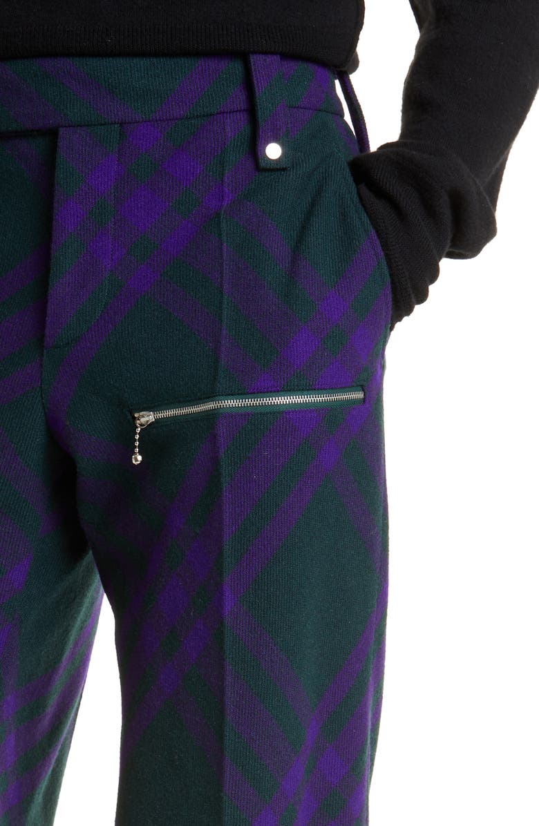 Burberry Check Virgin Wool Knit Trousers, Alternate, color, Deep Royal Ip Check