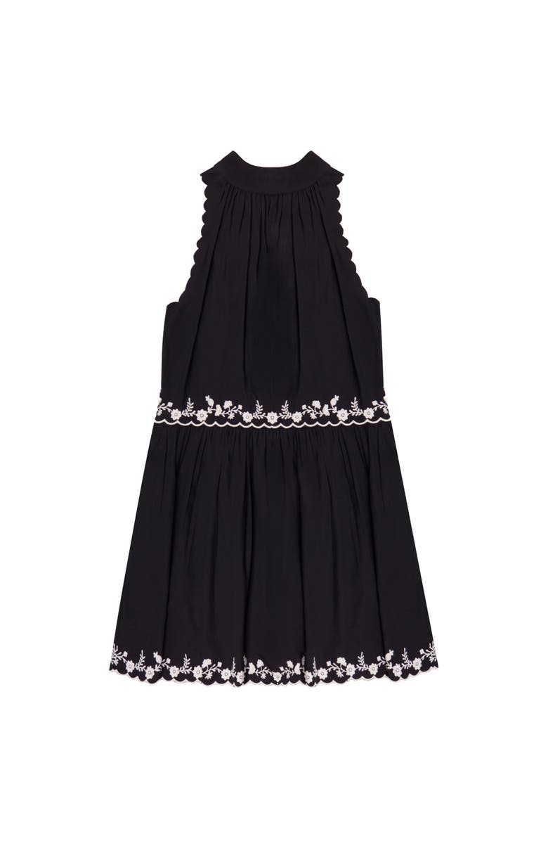 Ro&Zo Embroidered Scallop Short Dress, Alternate, color, Black