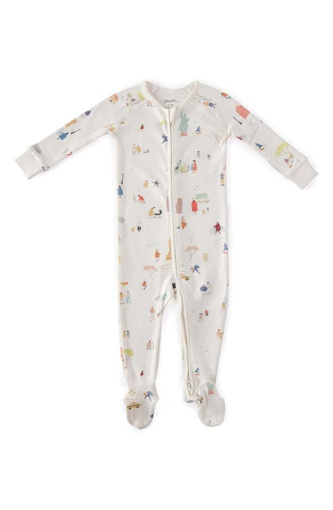 Print Rib Organic Cotton Footie