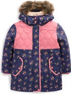 Mini Boden Kids' Joni Faux Fur Trim Quilted Parka