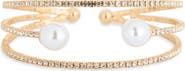 NORDSTROM RACK Faux Pearl & Crystal Caged Cuff Bracelet