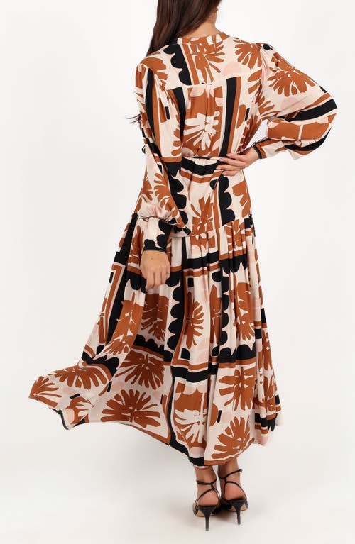 Petal And Pup Petal & Pup Jules Abstract Print Long Sleeve Maxi Shirtdress In Multi