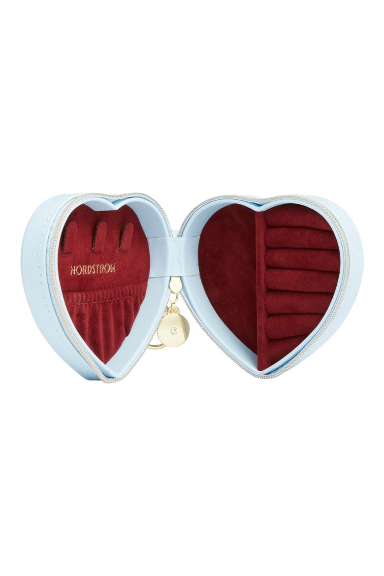 Heart Jewelry Box Key Chain, Alternate, color, POWDER BLUE- OXBLOOD