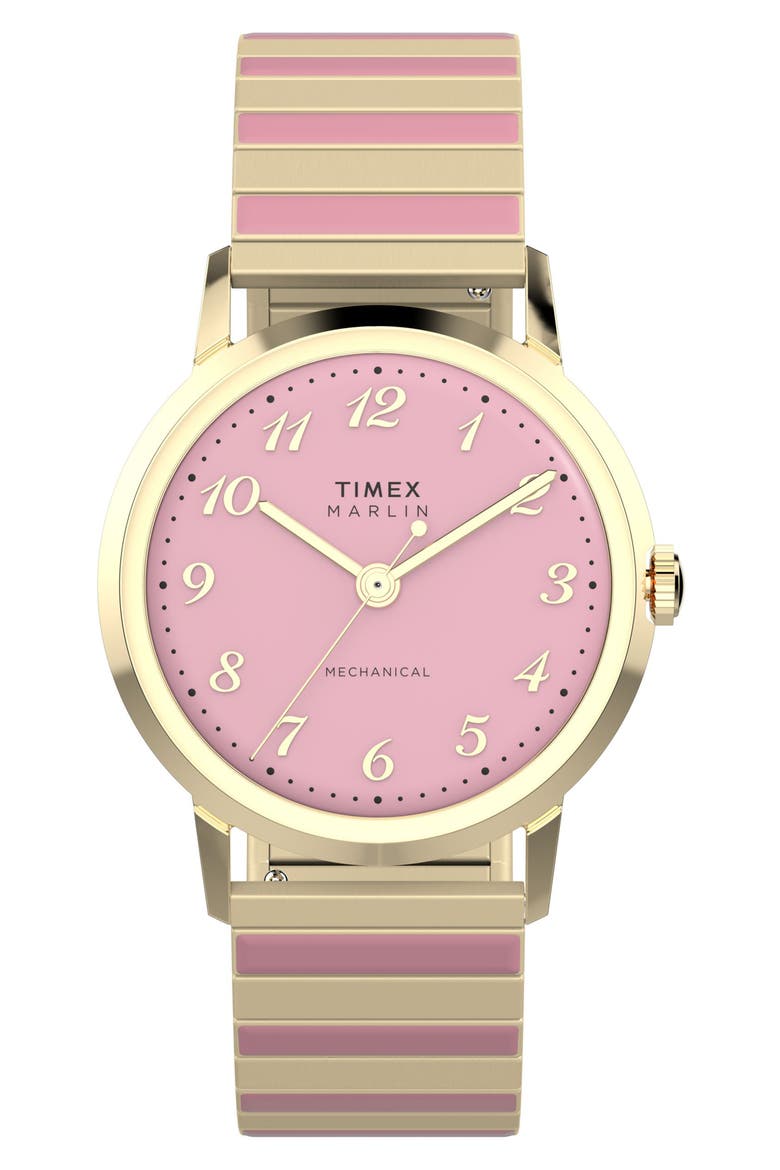 Marlin® Hand Wound Expansion Strap Watch, 34mm, Main, color, PINK/ GOLD
