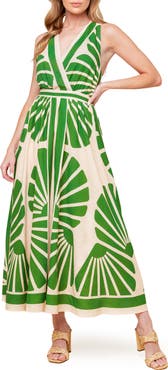 FLYING TOMATO Botanical Print Open Back Maxi Dress