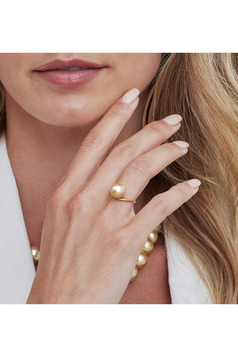 14K Gold Golden South Sea Pearl Felice Ring, Alternate, color, Yellow Gold