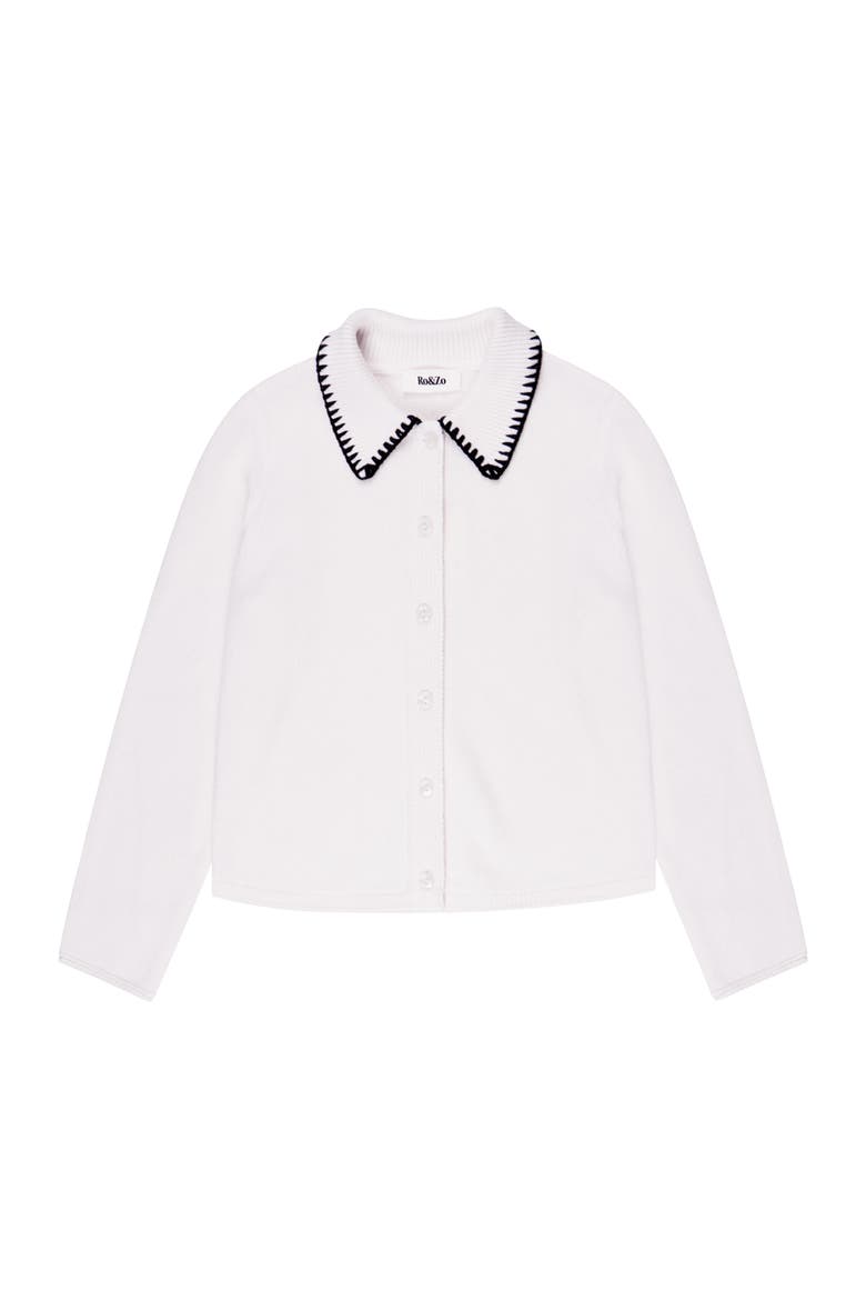 Long Sleeve Stitch Collar Cardigan, Alternate, color, Ivory